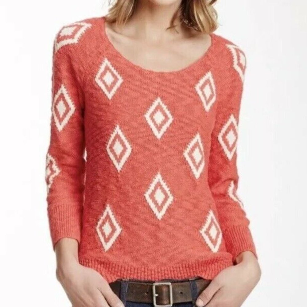 Lucky Brand Diamond Intarsia Pullover Sweater | S